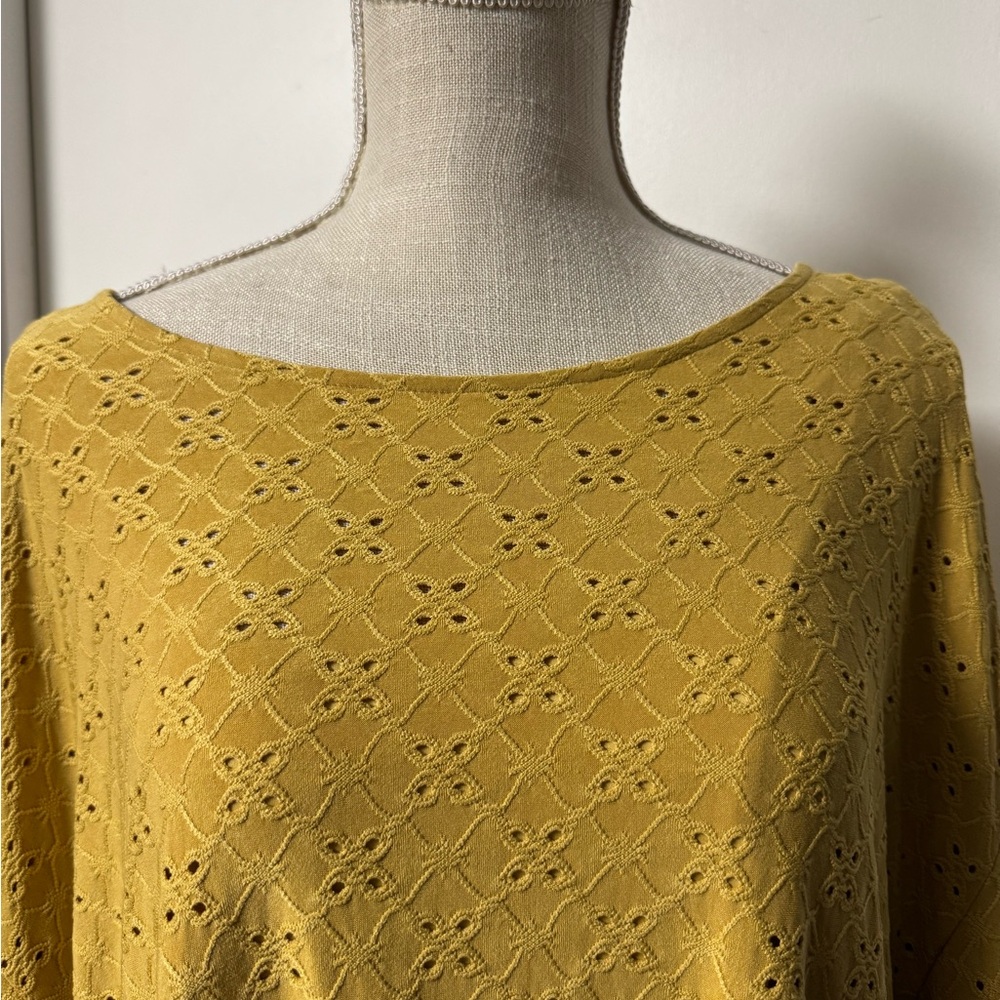 Ruby Rd. Mustard Eyelet Ruffle-Sleeve Tunic - Picture 3 of 7